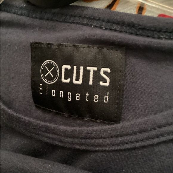 CUTS CLOTHING SIZE XL NAVY BLUE ELONGATED LONG SLEEVE CREW NECK T SHIRT - Picture 6 of 7